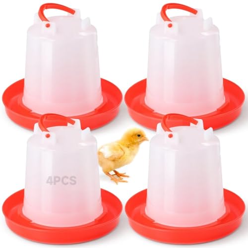 Toyosport 4-Pack Chick Waterer, 1L Poultry Water Feeder, Poultry Drinker with Handle, Chicken Water Dispenser，Chicken coop Water Feeder for Chickens, Turkeys, Ducks and More by Toyosport - Used condition - US$17.07