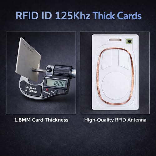 HVLOSNE Carte RFID 125 kHz ID, épaisseur 1,8 mm – Puce TK4100 EM4100 EM4200 en lecture seule, pour contrôle d’accès et gestion des entrées, lot de 10(Fournitures pour radio-identification) – vue 3