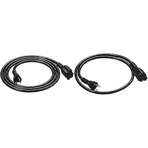 AmazonBasics Extension Cord - 6 feet - US - Black & Extension Cord - 3 feet - US - Black