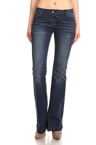 Jack David Jeans Womens Juniors 70s Trendy Slim Fit Flared Bell Bottom Denim Jean Pants