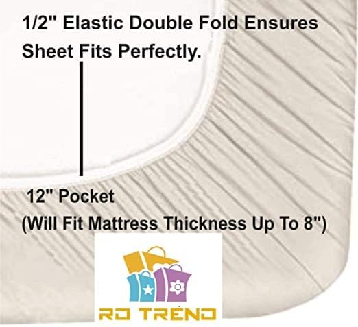 Image of RD TREND 360 Fitted Bedsheets King Size 78x72x8 Inch, Elastic Bedsheets for King Size Bed with 2 Pillow Covers-18x28 Inch (Blue Solid)