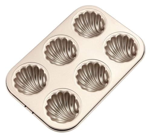 KUKUUU Art Making DIY Moulds Handmade Craft Baking Tray, 6-Cavity Madeleine Mold Cake Pan Non-Stick Spherical Scallop Madeline Bakeware Butter Cake Cookies Baking Tin Muffin Tray