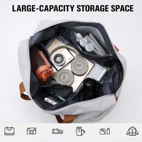 Image of CAVALO - Be Unique Duffle Cum Tote Bag Weekender /Overnight Bags for Women and Men, for Travel, Sports, Gym Bag, Waterproof with Shoe and Wet Clothes Compartments (Light Grey)
