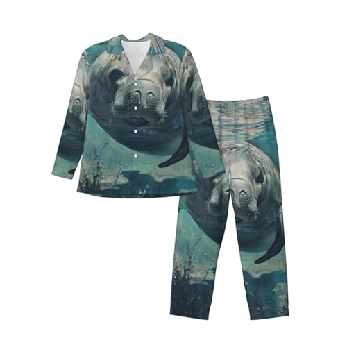 Pyjama homme manches longues Crazy Save Manatee ensemble nuit coton confortable