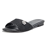 KARL LAGERFELD Paris Women's Shoes Flat Sandal, Black, 8.5