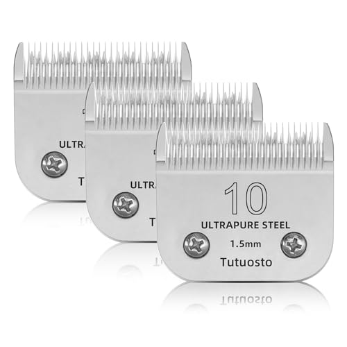 Tutuosto 10# Clipper Blades Pet Grooming Clipper Replacement Blades Detachable Blade Compatible with andis/wahl/Oster Dog Clippers 3PCS