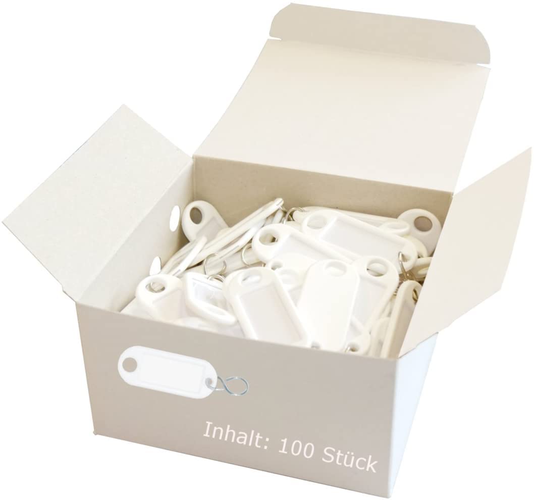 WEDO 262813400 Key Ring for Labelling, White, Pack of 100, with S-Hook