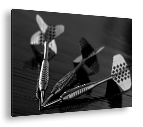 Fléchettes élégantes deyoli en noir et blanc cadre bois véritable 90x60 cm