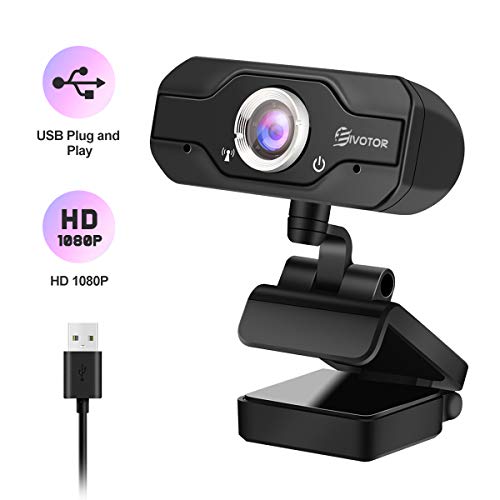 1080p HD Webcam, EIVOTOR USB Desktop Laptop Camera, Plug and Play Video Calling Mini Computer Camera, Built-in Mic, Flexible Rotatable Clip