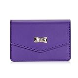 FYY Business Card Holder, Handmade Premium Leather Business Name Card Case Universal Card Holder with Magnetic Closure (Hold 30 pics of Cards) Purple