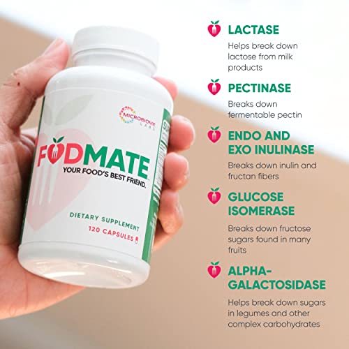 Microbiome Labs Fodmate - Digestive Enzyme Blend With Lactase + Alpha Galactosidase - Multi Enzyme Supplement To Support Occasional Bloating Relief & Fodmap Digestion (120 Count) #TOP2