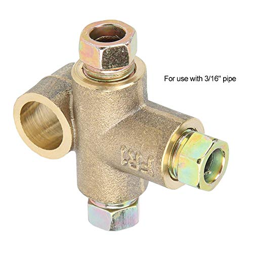KIMISS 3-Wege-T-förmiges Bremsen-T-Stück mit 3 Außenmuttern Short Union M10 3/16 Zoll Rohr 10 mm