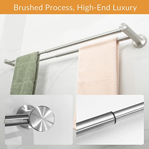 Double Towel Racks For Bathroom - Adjustable 16In - 27In Bath Towel Racks For Bathroom Wall Mounted,Sus304 Stainless Steel Bathroom Towel Holders Suitable For Bathroom,Kitchen,Laundry（Brushed Nickel） #TOP3