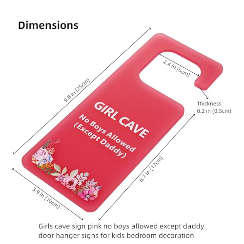 Image of Girls Bedroom Decorative Sign Pink No Boys Allowed Except Daddy Door Hanger Signs 4 Inches x 9.9 Inches Acrylic