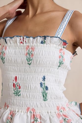 Image of Women Y2k Boho Maxi Dress Tie Shoulder Backless Strappy Tiered Flowy Dress 2024 Summer Floral Beach Sundress