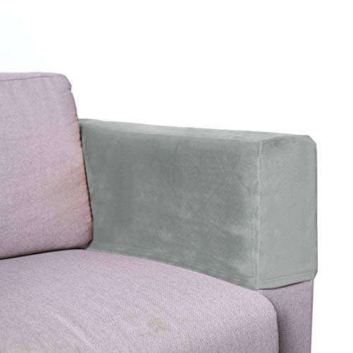 ZHFEL Lot de 2 Housses d'accoudoirs antidérapantes élastiques Couvre-accoudoir Velours Lavable Couvres d'Accoudoir de Canapé pour canapés fauteuils inclinables-Gris Cover