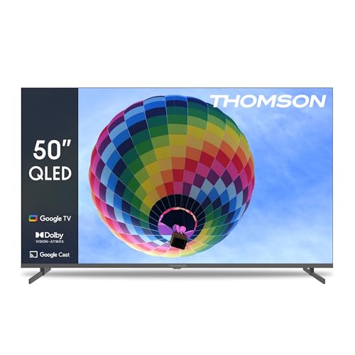 THOMSON 50 Zoll (126cm) QLED Google Smart TV, Wi-Fi, Dolby Audio, Bluetooth 5.1, Triple-Tuner (Kabel/Satellit/Antenne), HDMI, CI+, A+ Panel - 50QG4S14