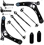 Detroit Axle - Front Lower Control Arms w/Ball Joints + Sway Bars Tie Rods Replacement for Dodge Caliber Jeep Compass Patriot - 10pc Set