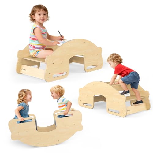 JOYCOPY 3-in-1 Kids Table and Chair and Kid Seesaw - Convertible Activity...