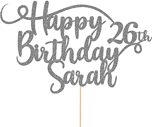 Personalised Happy Birthday Glitter Cake Topper by Cakeshop | Custom Colour Any Name & Any Age Glitter Cake Decoration for 1st 10th 16th 18th 20th 21st 30th 40th 50th 60th 70th 80th (Baby Blue)