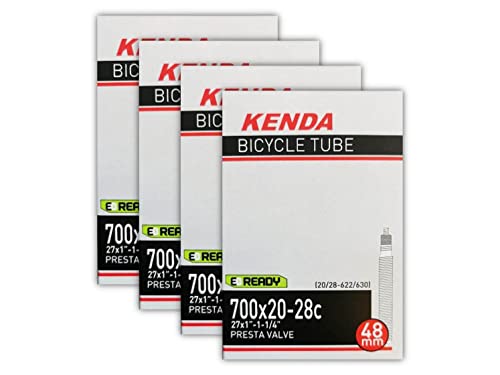 Kenda 700x20/28c 自転車用インナーチューブ - 48mmねじ式仏式バルブ - 4個パック