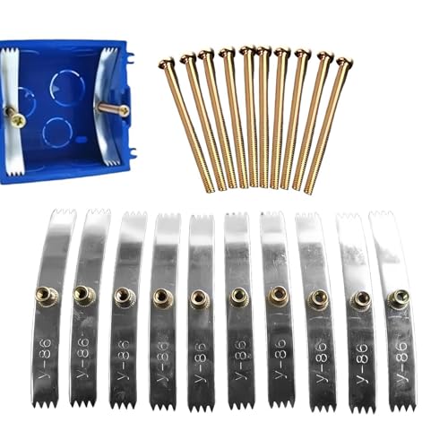 Kit Réparation Boîte D’encastrement – Outil Fixation Pour Prises Interrupteurs Modèle 86 | 10 Jeux De Tiges Supports Universelles, Fonte D’aluminium, Griffes Et Vis Comprises – Pour Rénovation Domesti