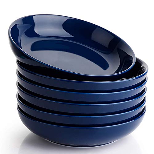 Sweese 22 Ounce Salad Pasta Bowls Set Of 6 And Butter Dish With Lid, Navy #TOP1