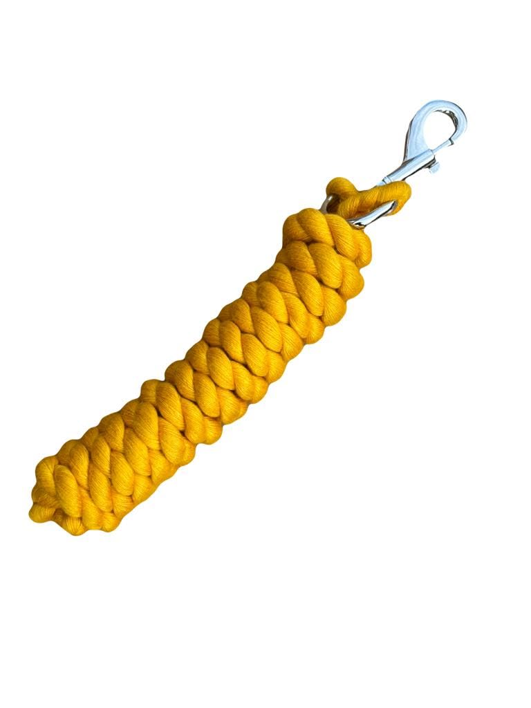 Cotton Lead Rope for Horse 2 Metres, Replaceable Robust Trigger Clip, Pack of 2 (Yellow), 2 meter