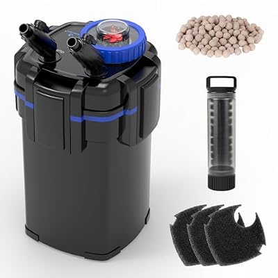 fishkeeper 317GPH / 1200L/H Canister Filter, Ultra-Quiet Prefilter External Aquarium Canister & 3-Stage Filtration Aquarium Filter with Quartz Balls Water Circulation for Fish Tanks Up to 55 Gallon