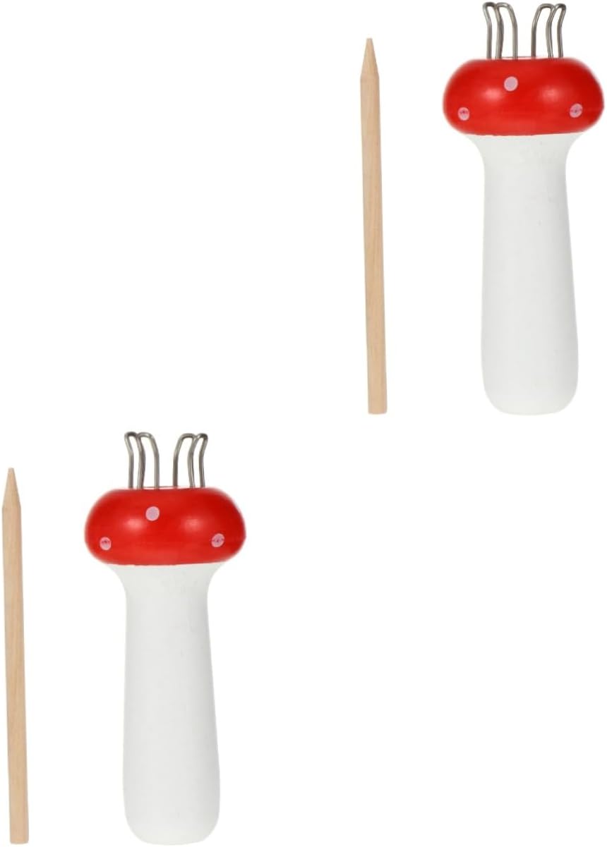 Lurrose 2pcs Mushroom Shaped Knitter for Craft Compact Knitting Tool Needle for Easy Weaving and Braiding for Knitting Beginners and Experienced