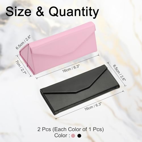 Image of PATIKIL Foldable Glasses Case, Triangle Magnetic Sunglasses Organizer Case PU Leather Hard Eyeglass Case for Women (2 Pcs)