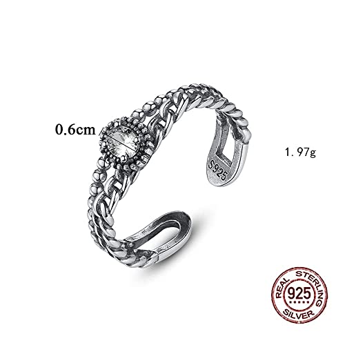 Bague double rang tressée en argent S925 rétro style vintage chic