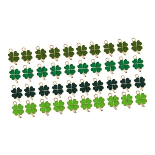 SEWACC 96 Peças Ornamento Do Dia De Patricks Jóias Faça Você Mesmo Pingente De Chaveiro De Trevos Pingente De Trevo Faça Você Mesmo Charme De Trevo Joalheria Dente De Alho Gota De Óleo