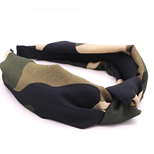 Giwotu GIWOTU-1908131770 Bohemian Military Satin Hair Band Center Knotted Headband Camouflage Knot Headband thumb #1