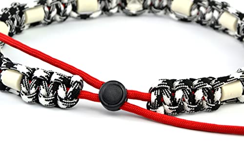 EM-Keramik-Halsband für Hunde & Katzen - Maßanfertigung EM-Band Original US-Paracord (31-40 cm, Schwarz-Weiß)