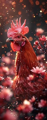 5D DIY Chicken Diamond Art Paint by numbers Kit for Adults Flower Diamond Paitning Arts and Crafts for Adults, Rhinestones Cross Stitch Embroidery Kit, Home Decor Gifts for Women 8x20 in Model-18563