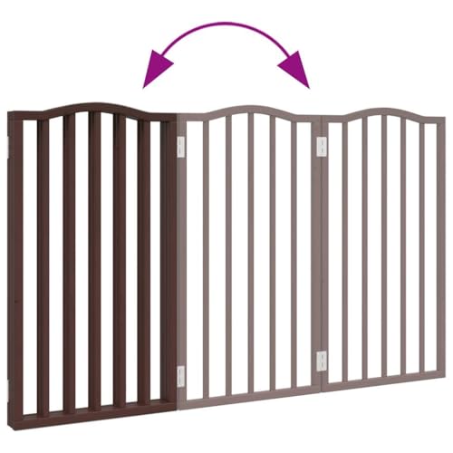 3- TLG. Hundetor Faltbar Braun Eiche- Optik 150 cm aus Pappelholz mit wasserbasierter Lackierung, ohne Bohren montierbar, zusammenklappbar für platzsparende Aufbewahrung, ideal-7