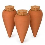 HISPACERAMICA 3X Regador Automático de Cerámica para Plantas | Sistema de Autorriego para Macetas | Cono de Riego por Goteo de Barro Rojo | Depósito de 250 ml | Fabricado en España | Terracota