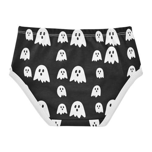 Playful White Ghosts Black Underwear Toddler Girl, Cotton Underwear Girls, 2T–8 Years2