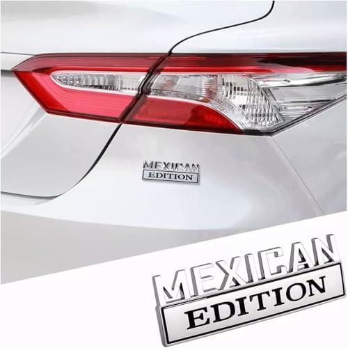 Image of Pair Set Mexican Edition Emblem 3D Badge Decal Car Sticker Adhesive Replacement for Universal Car Truck SUV (Silver Black)