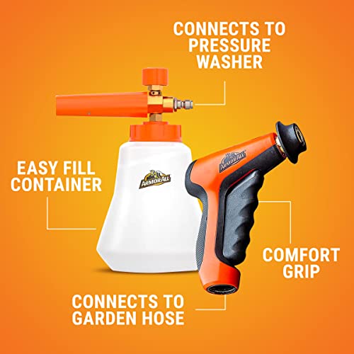 Armor All 2-In-1 Foam Cannon Kit, Car Cleaning Kit Connects To Power Washers And Garden Hoses For Vehicle Cleaning, Includes Foam Cannon, Foam Applicator And Ergonomic Adaptor, 3 Count #TOP2