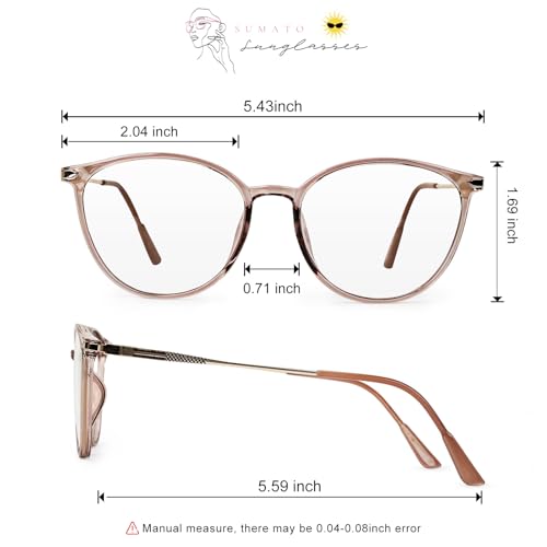Image of Sumato Blue Light Blocking Glasses for Men and Women, Round Frame with Non-prescription Clear Lenses Eyewear Eyeglasses
