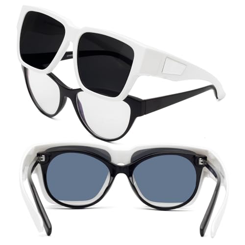 Image of Face Shadow Polarized Over Glasses Sunglasses for Men Women, Lightweight Fit Over Square Sun Glasses UV400 Protection -C11