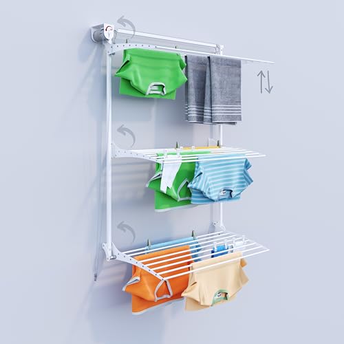 foxydry Tower Wall Clothesline, Vertical Wall Clothesline, Retrac...