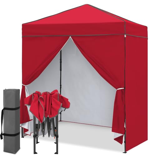 EAGLE PEAK 6x4 Instant Pop Up Canopy Tent with 4 Sidewalls, Red