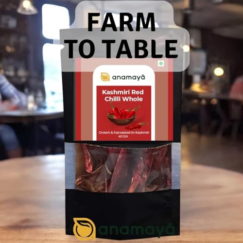 Image of Kashmiri Red Chilli Whole 40 gms - Sabut Kashmiri Lal Mirch, Sun-Dried, Mild Heat & Rich Aroma - Authentic Indian Spice