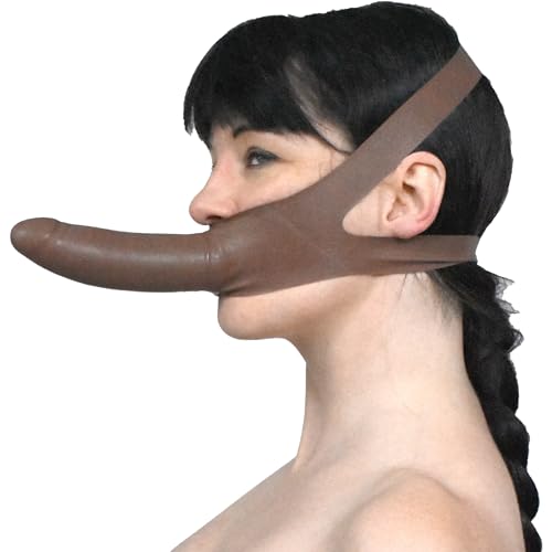 BDSM Bavaglio in lattice con dildo – Cinghie in lattice regolabili, imbracatura fetish bondage per la testa, adatto per uso anale e vaginale, sex toy per coppie