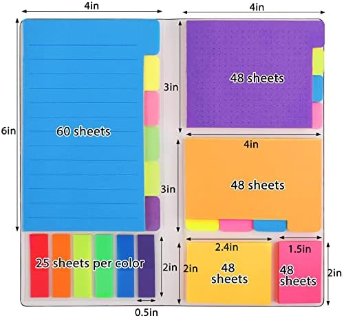 Prasacco Sticky Notes Set, 402 Pcs Post It Notes Set Divider Sticky Notes Set School Supplies Office Supplies