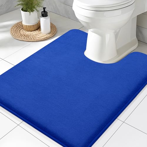 Smiry Memory Foam Toilet Rugs U-Shaped 24x20, Extra Soft Absorbent Non-Slip Contour Bathroom Rugs, Machine Washable Bath Mats for Toilet, Royal Blue by Smiry - Used condition - US$16.59