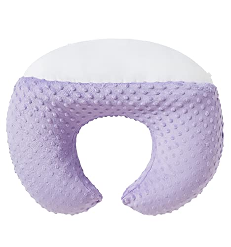 Image of DONOMILO Nursing Pillow and Positioner Breastfeeding and Bottle Feeding, Propping Baby, Tummy Time, Sitting Support for Baby Boy Girl, with Removable Dots Cover (Lavender)